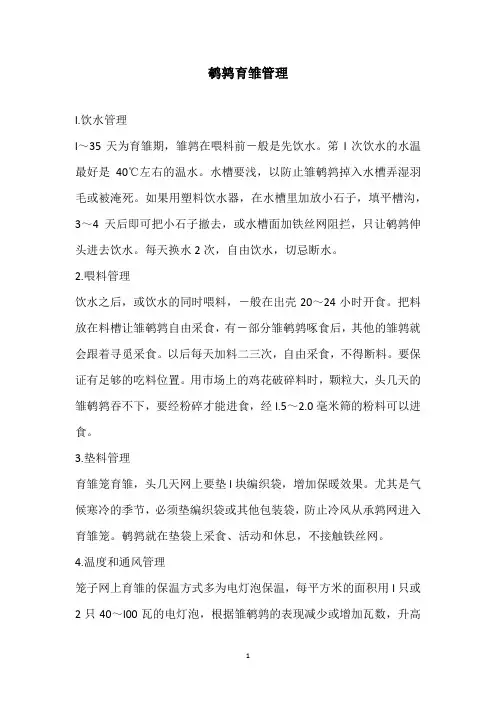 鹌鹑育雏管理