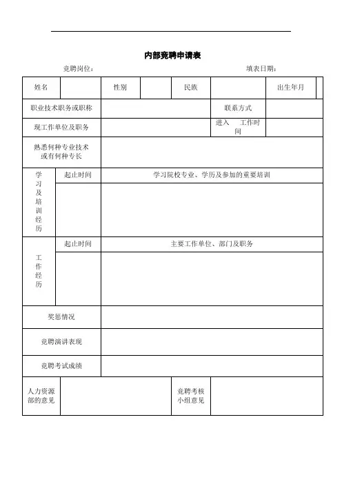 HR 内部竞聘申请表