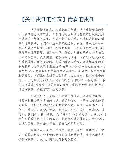 关于责任的作文青春的责任