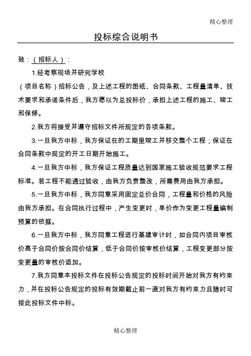 投标综合说明方案