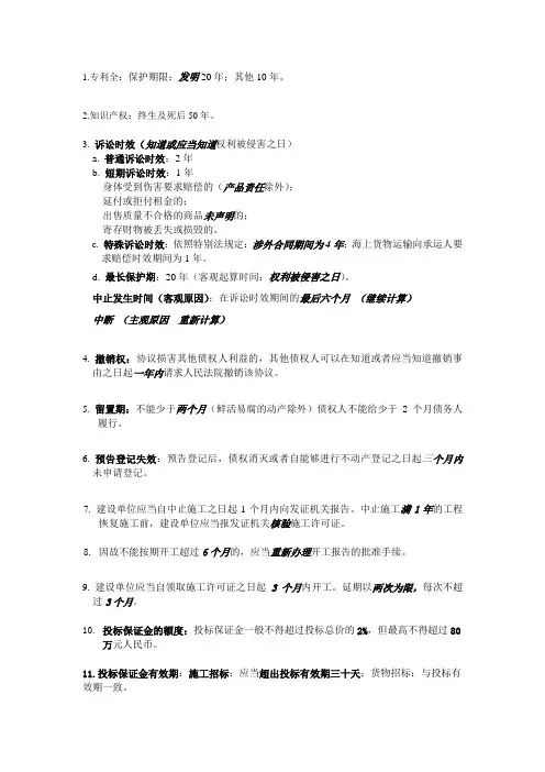 2013年必考点一建、二建所有时间集合考点最少20分