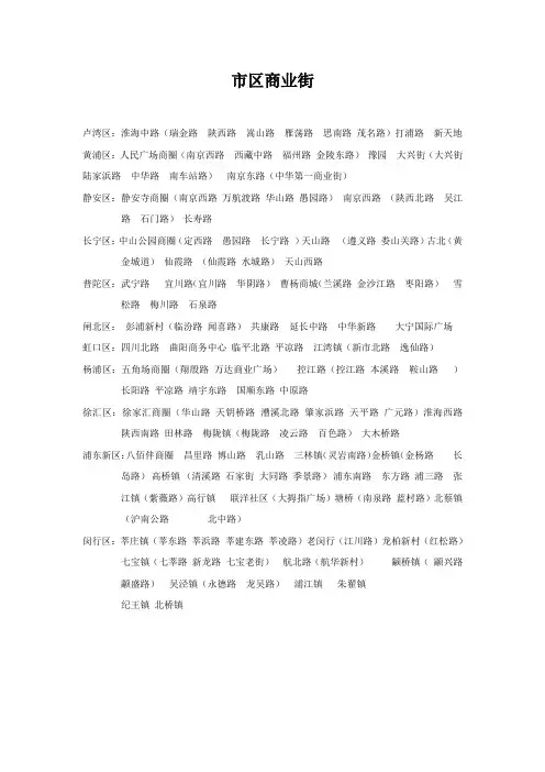 业务知识-上海各大商业街