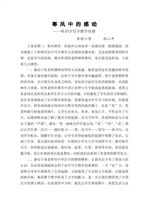 识字写字体会