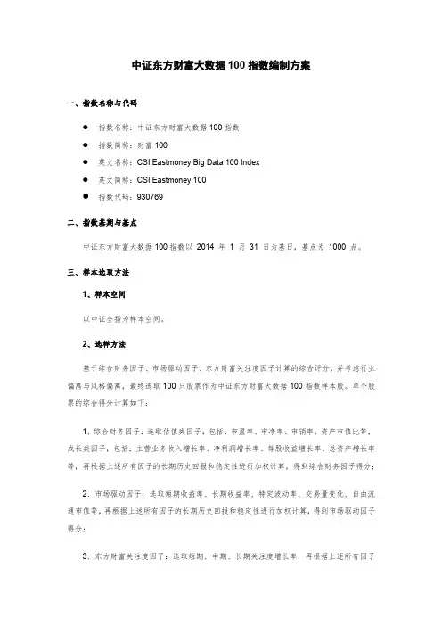 中证东方财富大数据100指数编制方案