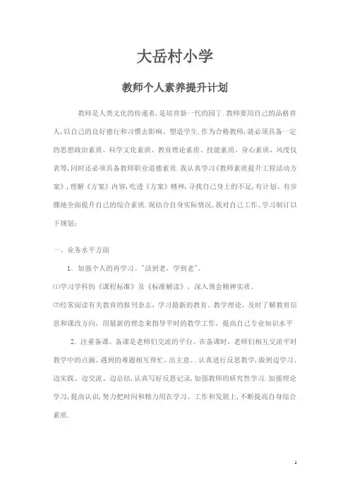 教师个人素养提升计划