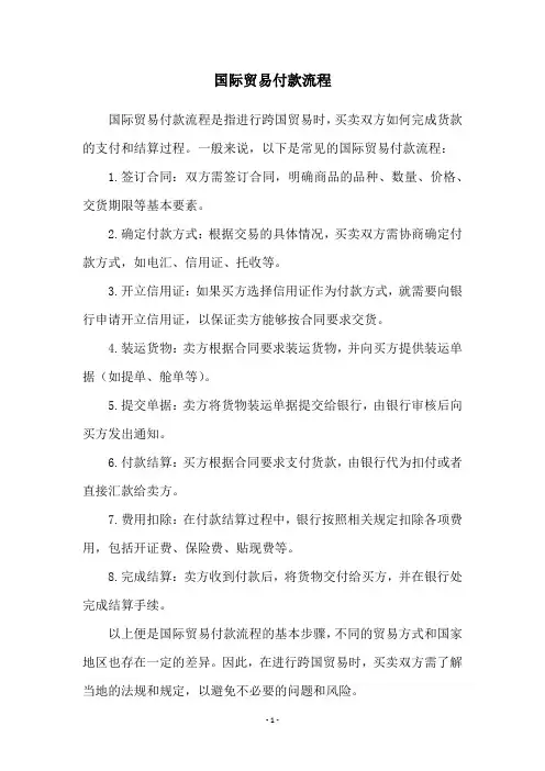 国际贸易付款流程