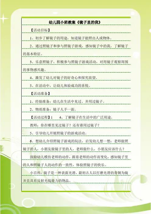 幼儿园小班教案《镜子里的我》.doc