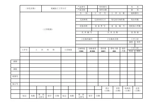 机械加工标准工序卡