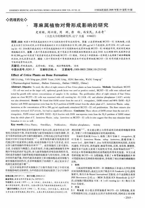 荨麻属植物对骨形成影响的研究