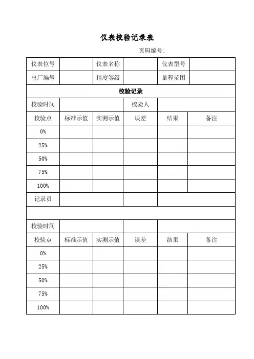 仪表校验记录表