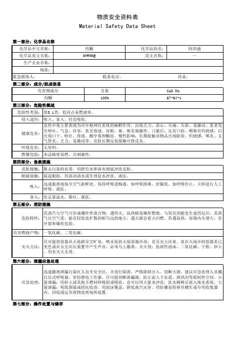 5.丙酮MSDS