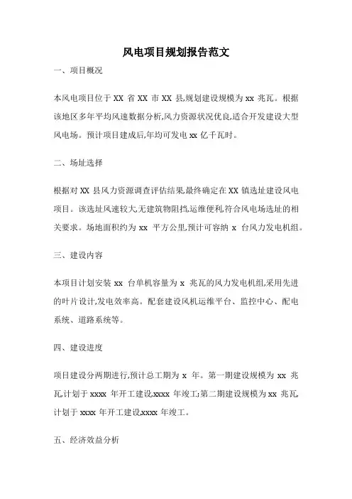 风电项目规划报告范文