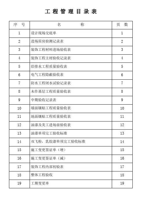 装饰工程流程验收表格