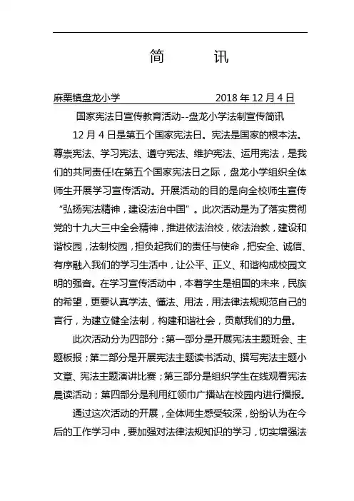 盘龙小学宪法日简讯 -