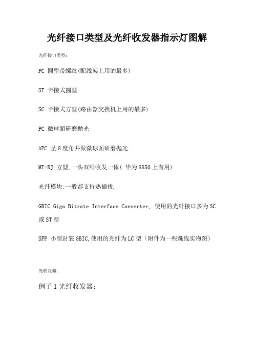 光纤接口类型及光纤收发器指示灯图解