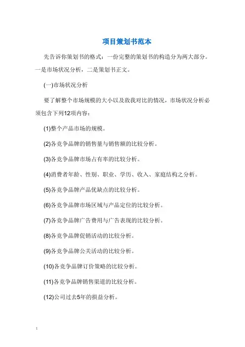 项目策划书范文