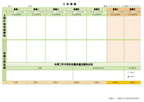 工作周报(上周-本周-下周 即是计划又是总结的周报)