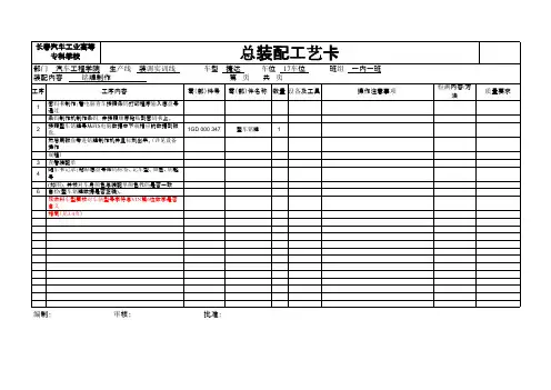 校内汽车装调线一次内饰装配工艺卡30.