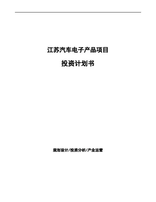 江苏汽车电子产品项目投资计划书