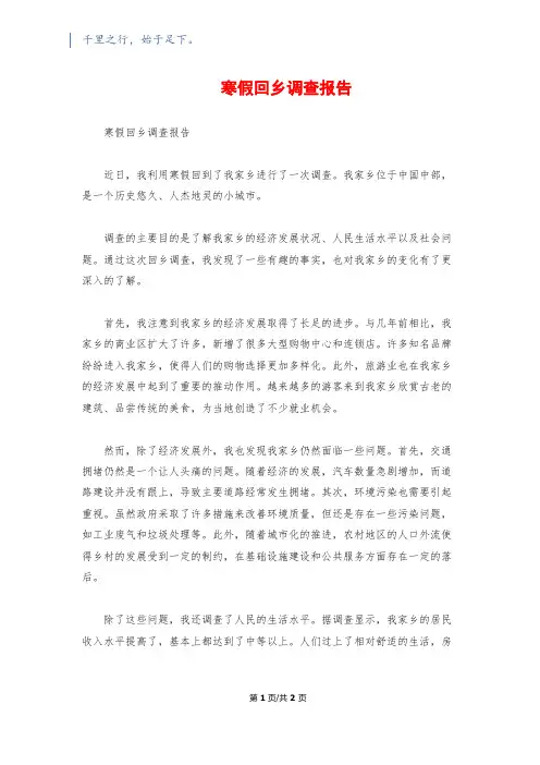 寒假回乡调查报告