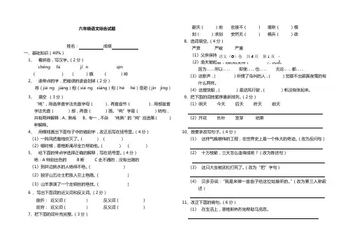 六年级语文综合试题