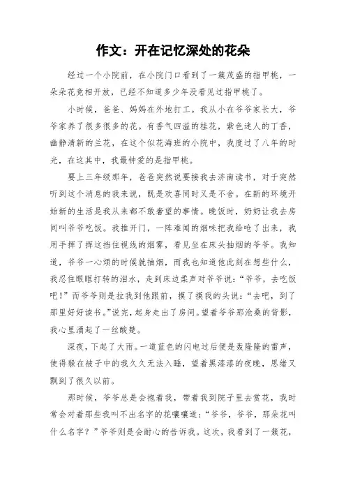 作文：开在记忆深处的花朵_作文