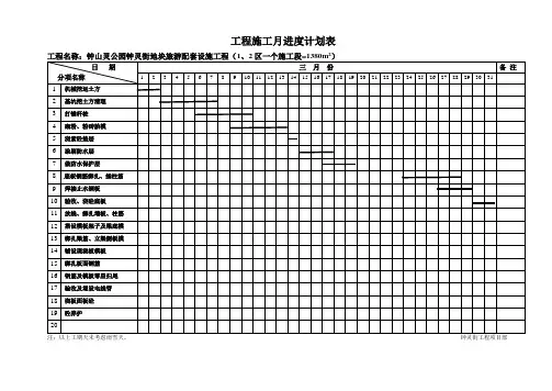 工程施工月进度计划表