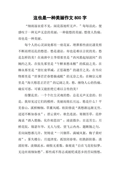 这也是一种美丽作文800字