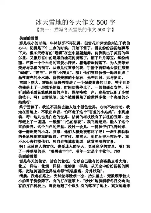 雪作文之冰天雪地的冬天作文500字