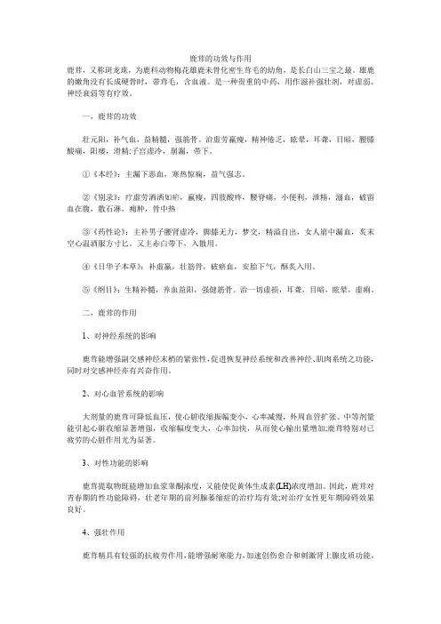 鹿茸的功效与作用