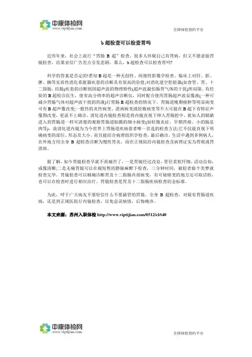 b超检查可以检查胃吗