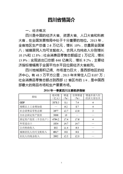 四川省情简介 2