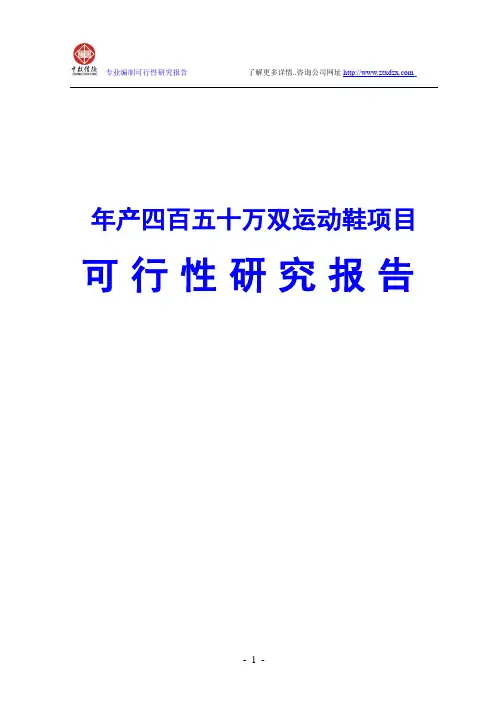 年产四百五十万双运动鞋项目可行性研究报告