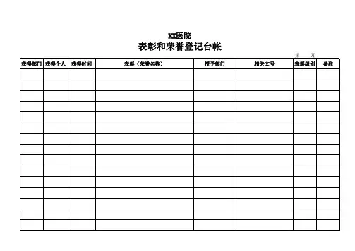 表彰登记台帐
