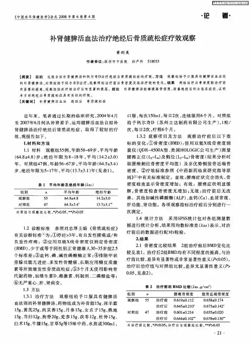 补肾健脾活血法治疗绝经后骨质疏松症疗效观察