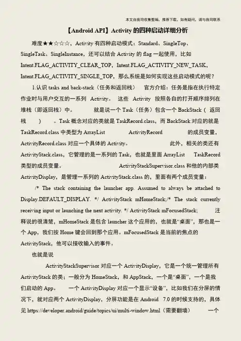 【IT专家】【Android API】Activity的四种启动详细分析