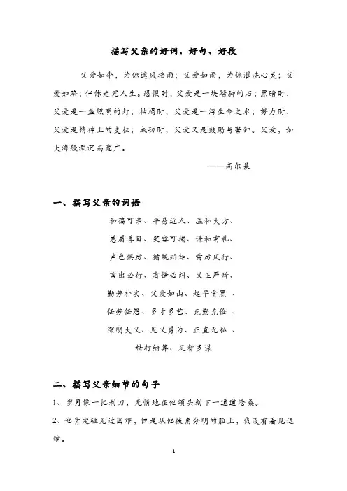 描写父亲的好词、好句、好段