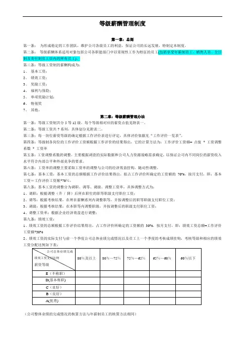 (完整word版)等级薪酬管理制度(完整)