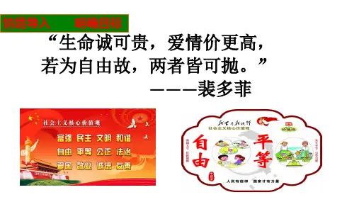 部编人教版八年级下册道德与法治八下第四单元 第七课 第二框 自由平等的追求