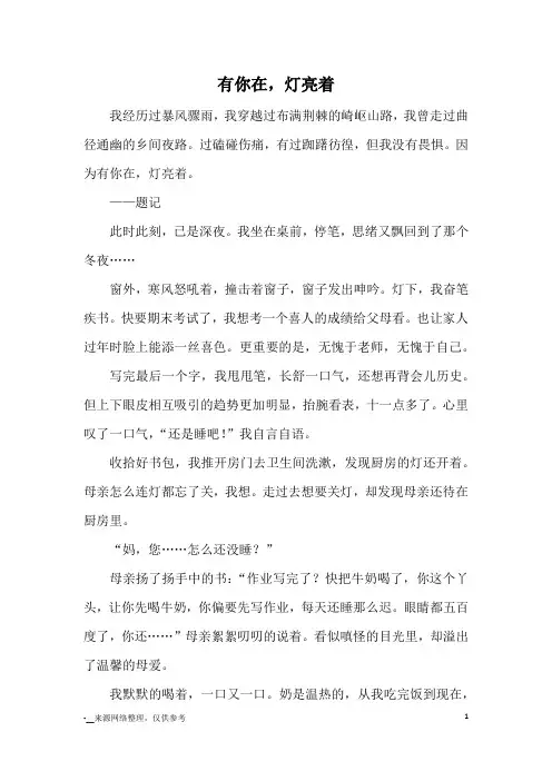 有你在,灯亮着_优秀作文