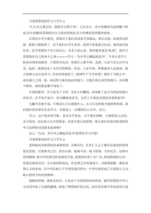 小学生爱国事迹的作文五篇范文
