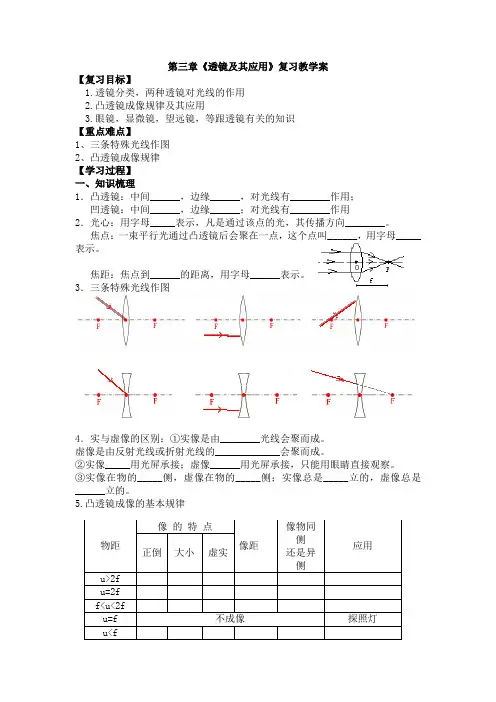 第三章透镜及其应用复习教学案803