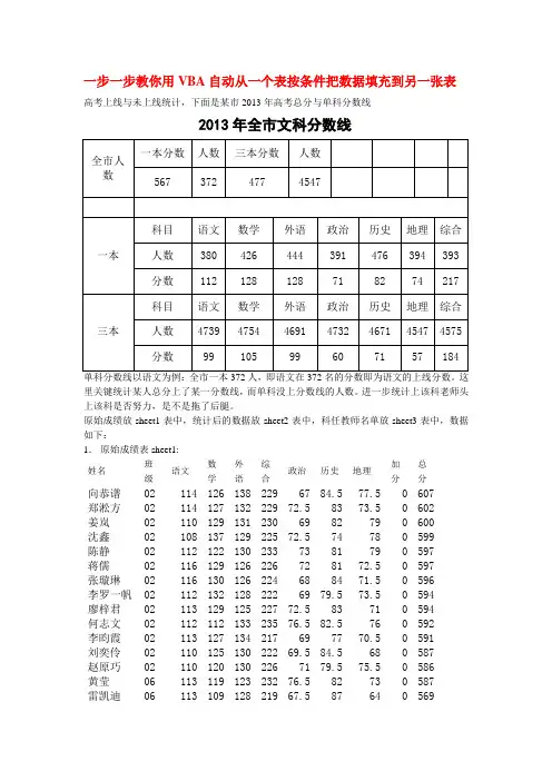 一步一步教你excel中用VBA自动从一个表按条件把数据填充到另一张表
