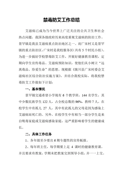 禁毒防艾工作总结
