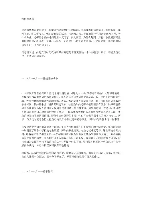 考研复习时间安排表