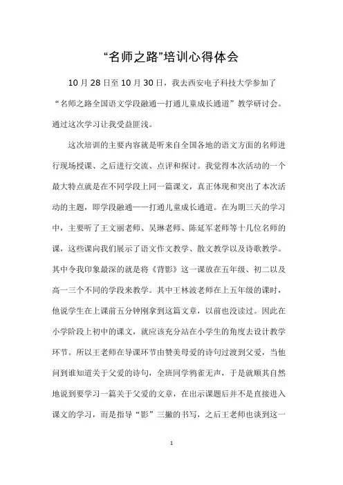 “名师之路”培训心得体会 