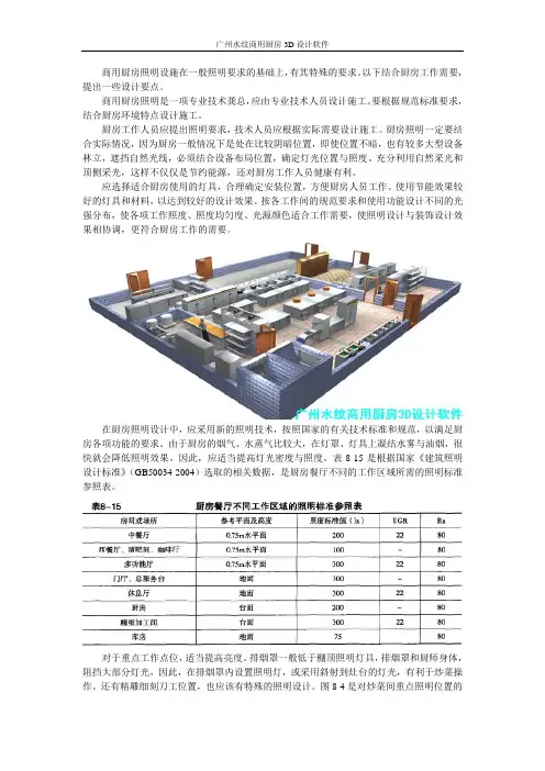 商用厨房照明设施设计