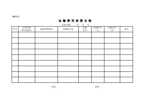 M012-2运输费用结算台帐