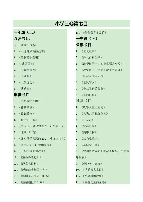 小学生必读书目 2