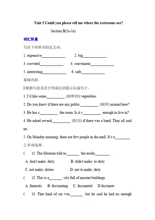 人教新目标九年级英语Unit3 Section B课时训练(3课时 含答案)